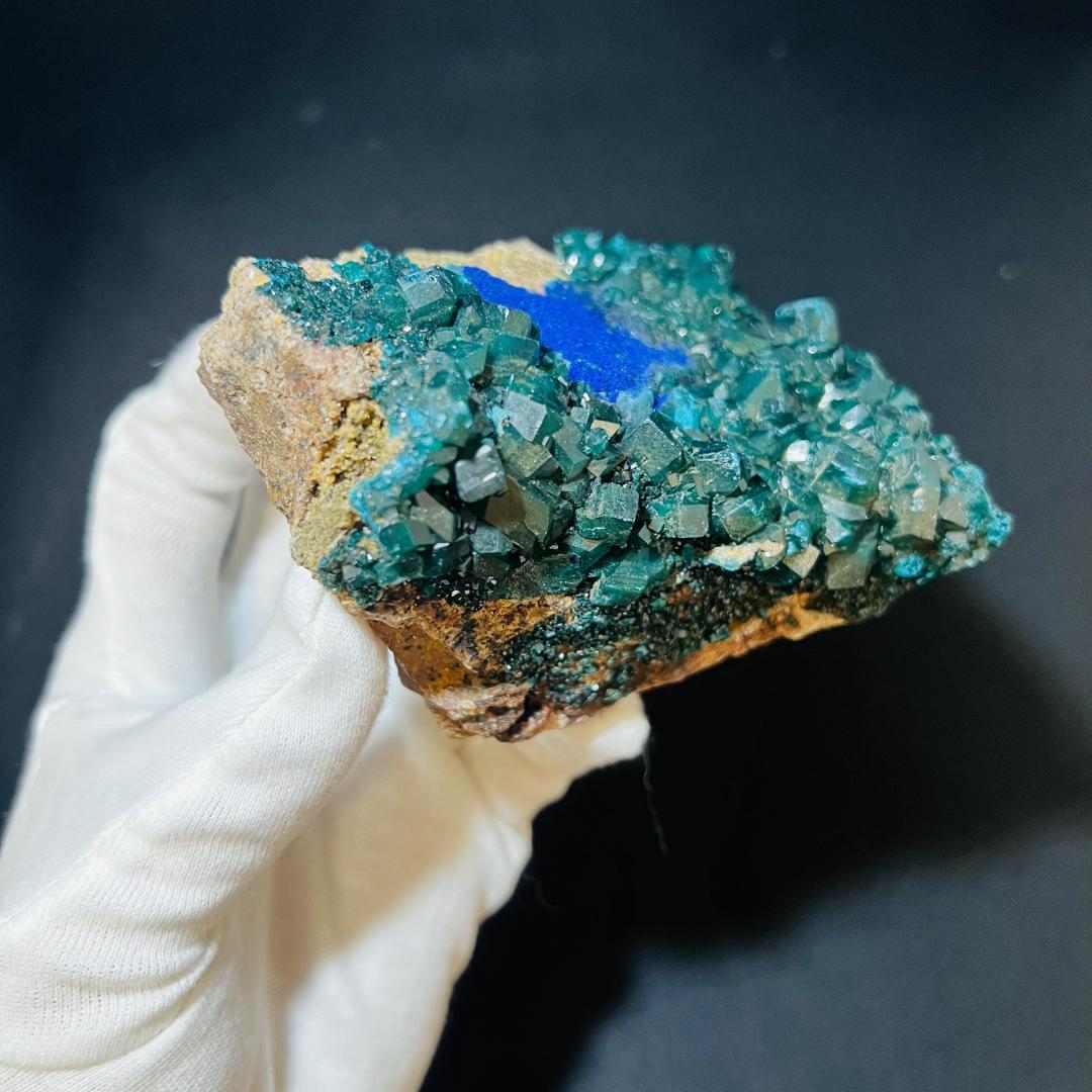 ディオプターゼ 原石 標本 521g 希少・レア 翠銅鉱 アズライト 共生