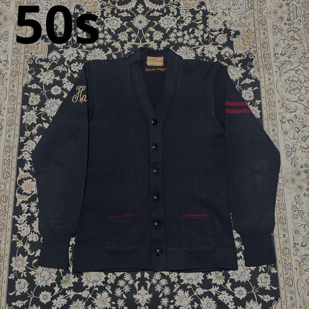 50s Dehen knitting co.レタードカーディガン