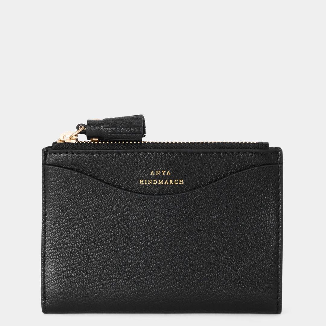 ANYA HINDMARCH スモール ダブルジップ ウォレット ブラック