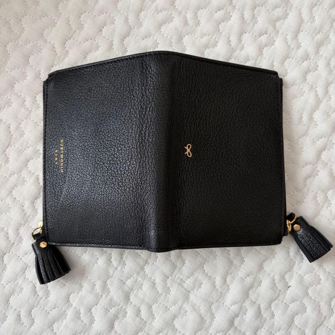 ANYA HINDMARCH スモール ダブルジップ ウォレット ブラック