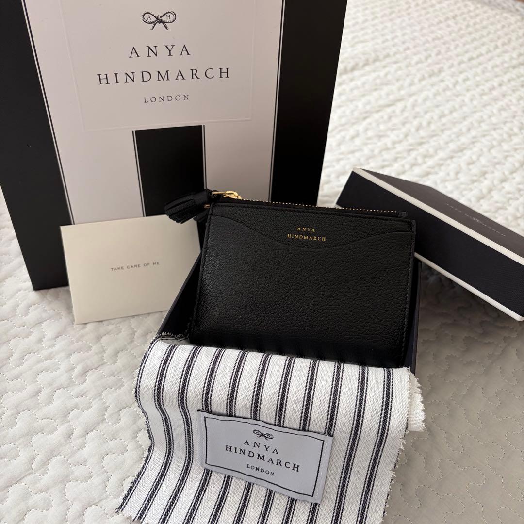 ANYA HINDMARCH スモール ダブルジップ ウォレット ブラック