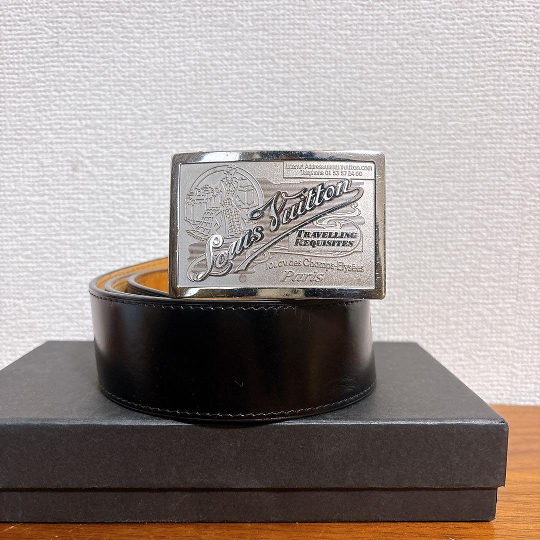 Louis Vuitton ルイヴィトン レザー ベルト ブラック プレート