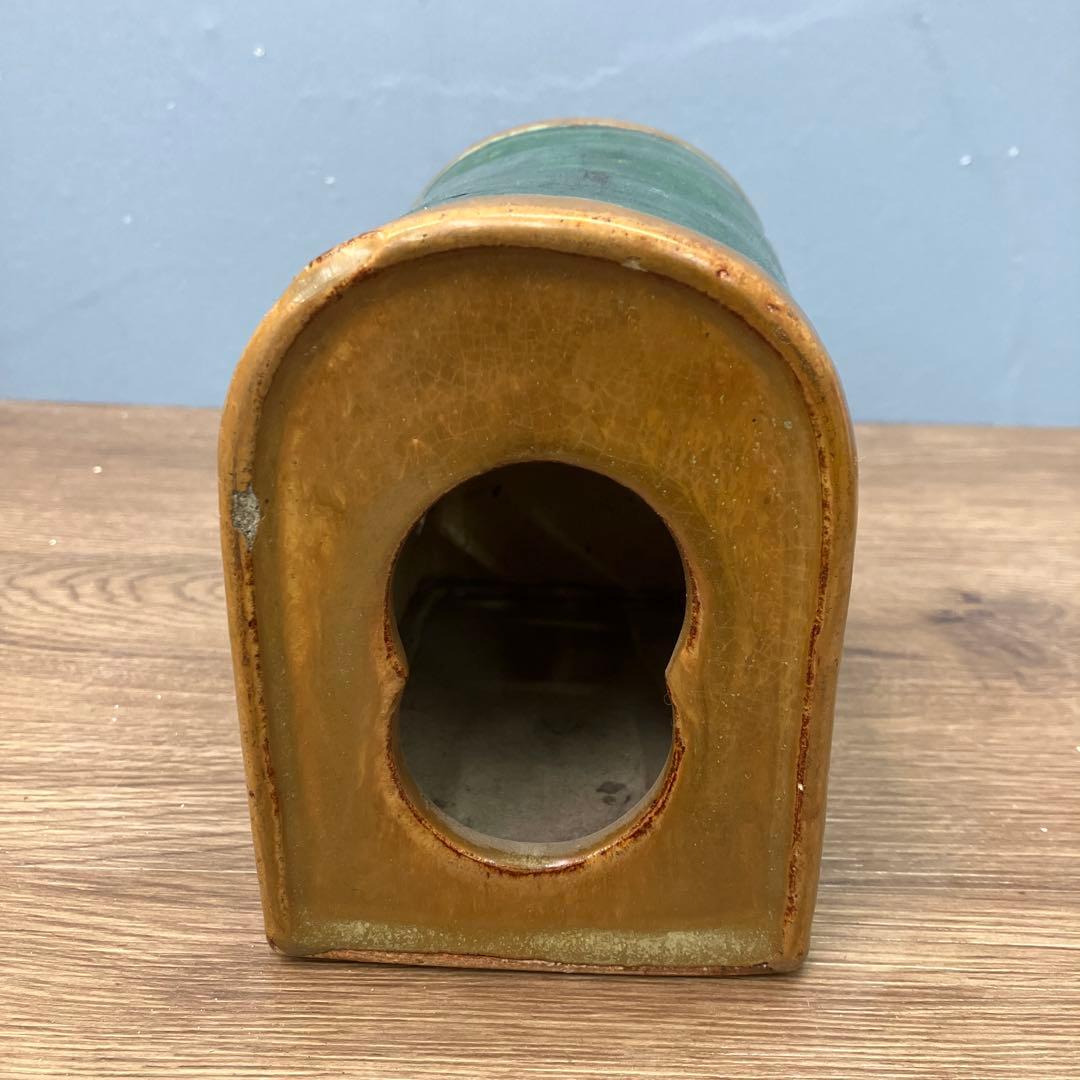 E-壁 中国美術 陶器製 陶枕 とうちん 透かし彫り 古銭文様 陶器製 雑貨