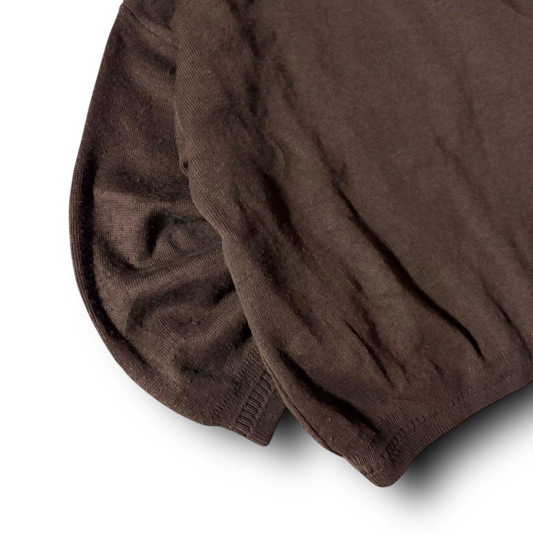 vintage起毛ニット切替カーディガンジャケット短丈グランパCBOYブラウンL