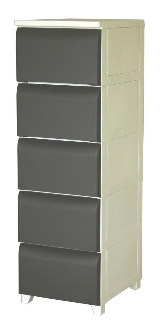 PES CST　収納チェスト　5段　日本製　ホワイト＊ブラウン