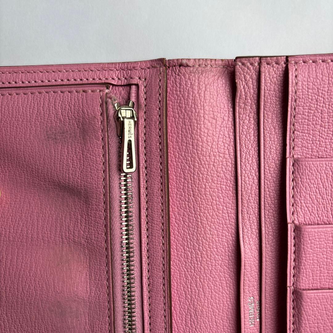 エルメス財布　べアン　スフレ　リザードピンク