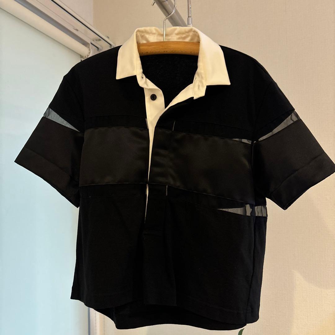 sacai コントラストシアーパネルラグビートップス
