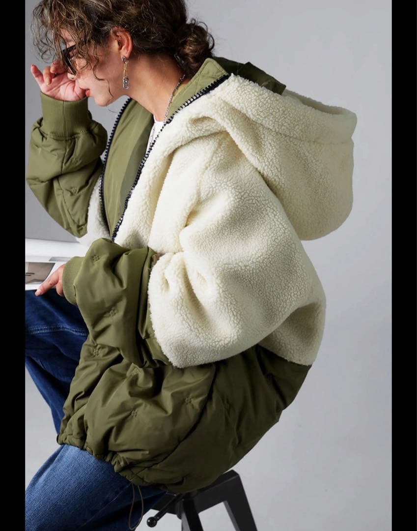 アンティカ⭐︎BIG ZIPPER ボアショートダウンジャケット