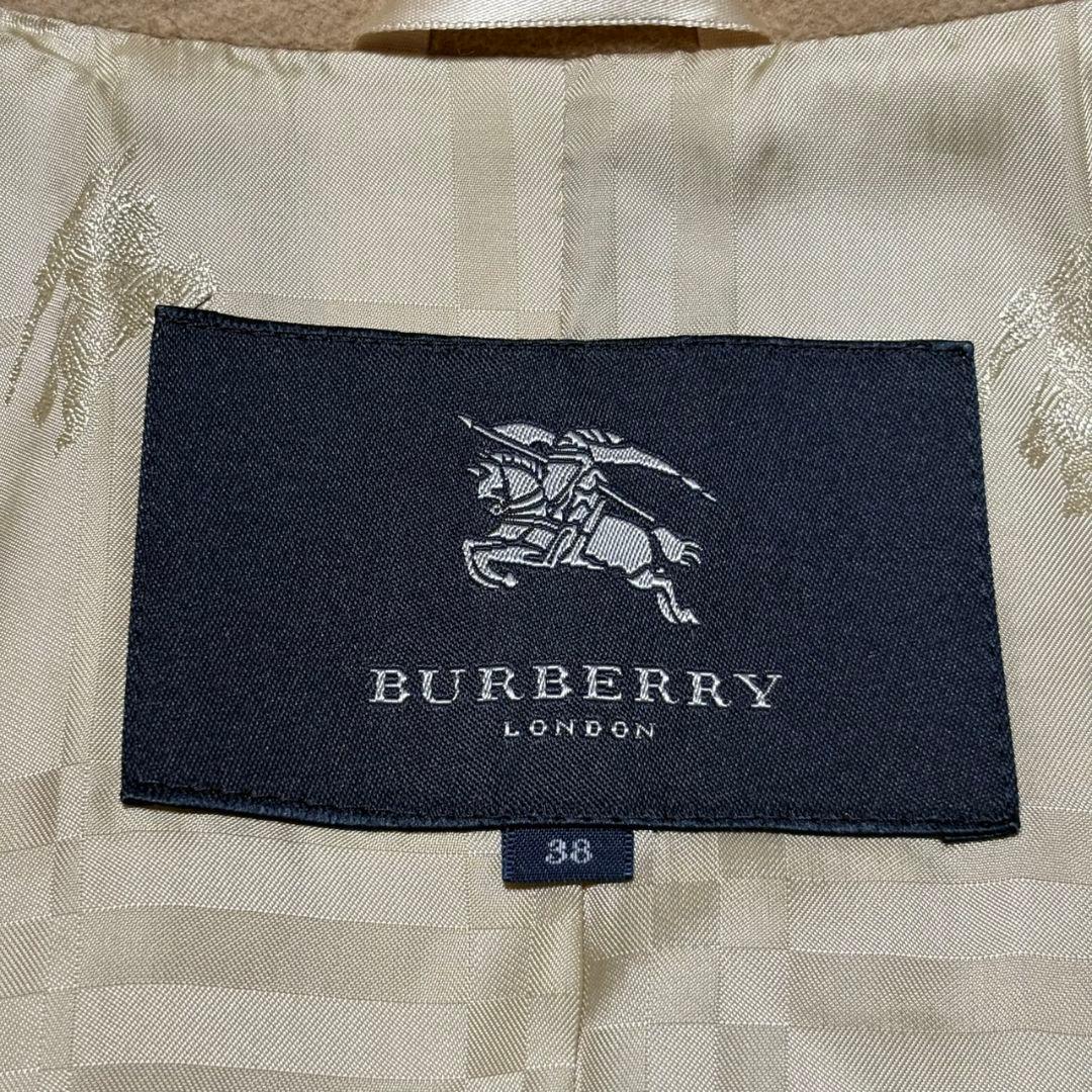 美品 バーバリー ロンドン ロングコート アンゴラ混 チェック キャメル