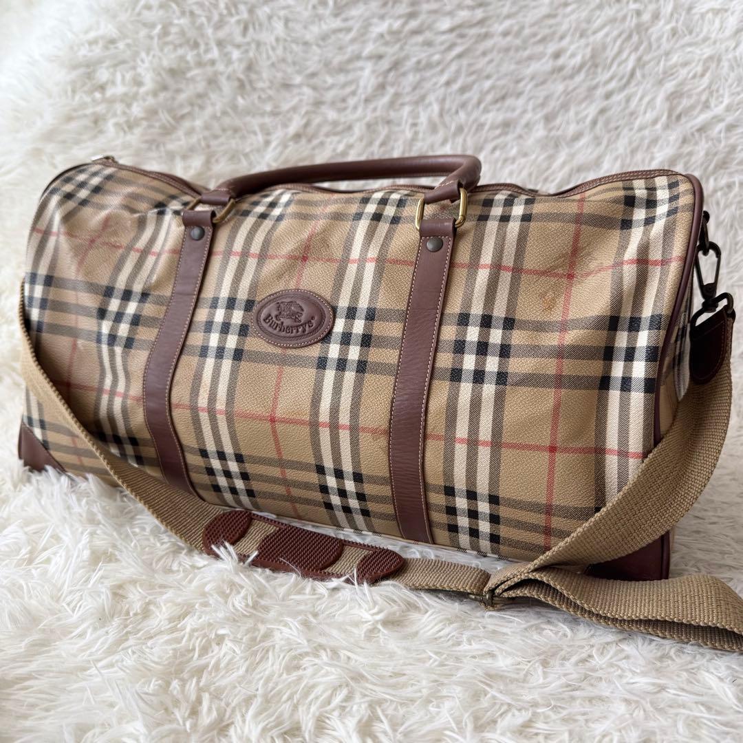 【バーバリー】ボストンバック　大容量 旅行バッグ　ノバチェック pvc　2way