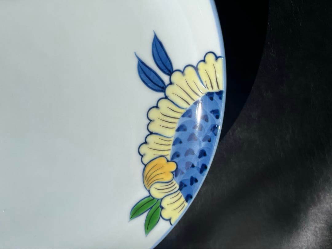 源右衛門　染錦向日葵　ひまわり　楕円皿　大皿　一枚