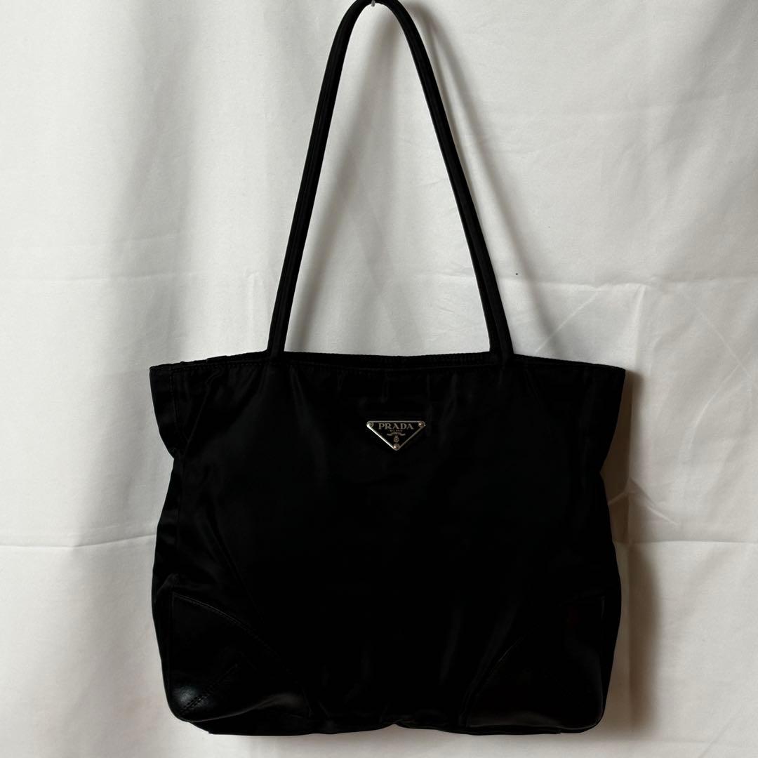 PRADA ナイロン トートバッグ レザー切替 ブラック