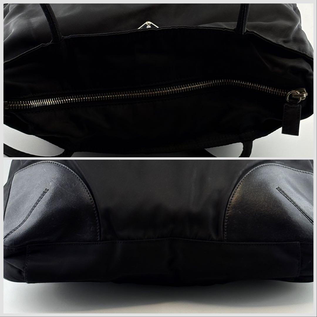 PRADA ナイロン トートバッグ レザー切替 ブラック