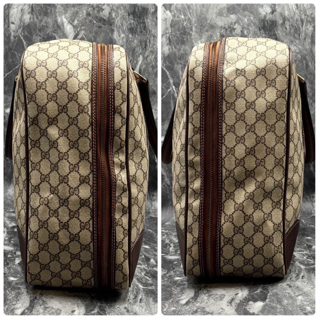 ✨美品✨GUCCI GG ボストンバッグ レザー ハンド ベージュ ブラウン