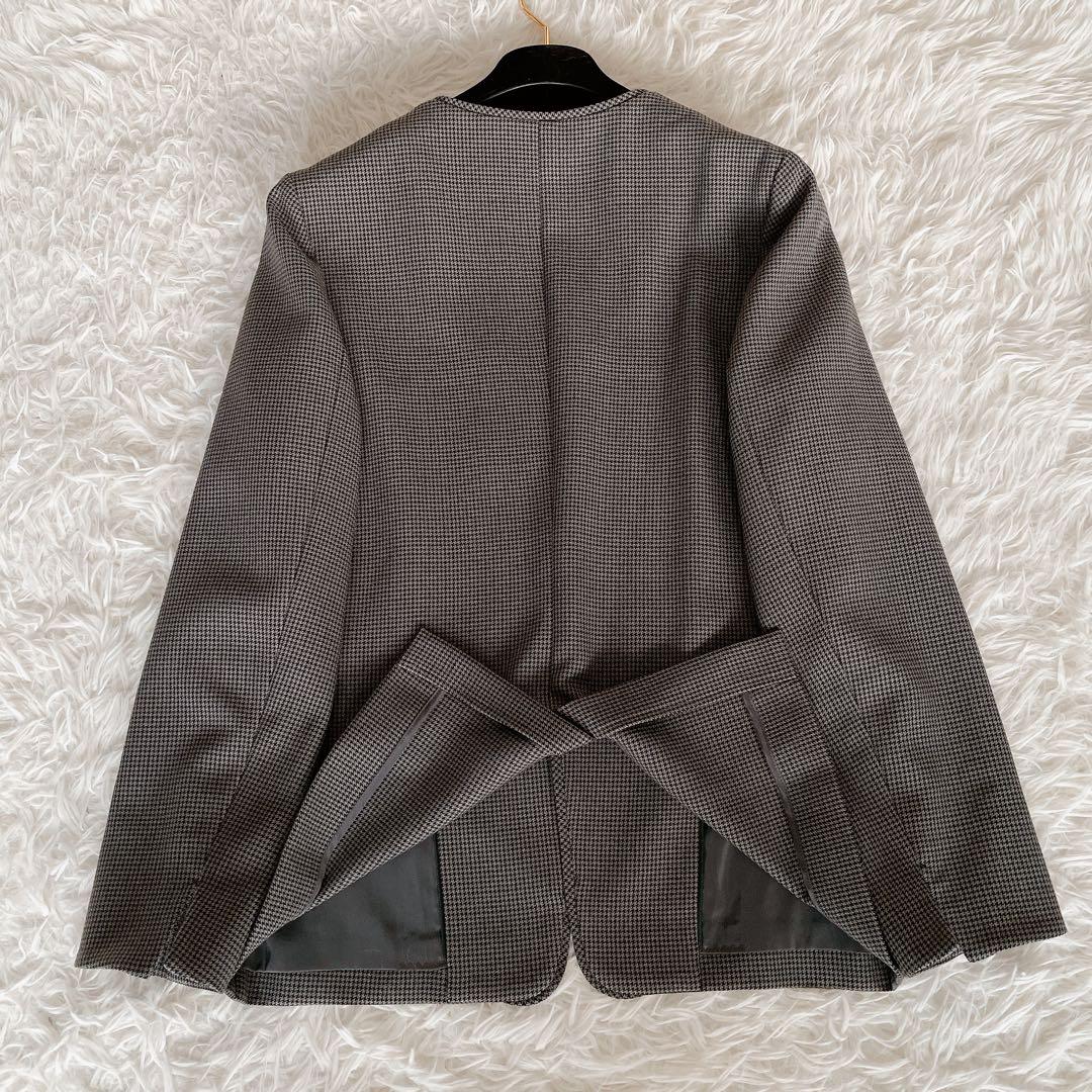 美品✨【シップス】ノーカラージャケットパンツセットアップ チェック ダークグレー