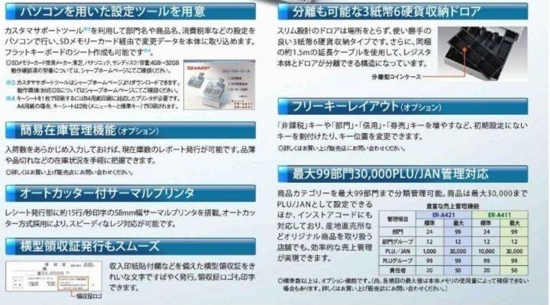 正規品フル設定無料シャープ最上位インボイスレジスターER-A411　411111