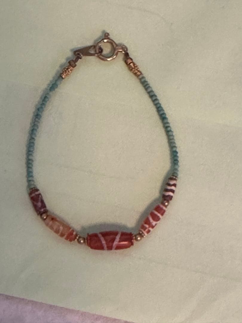 大開運　エッヂド・カーネリアン　ターコイズ　18K 天珠