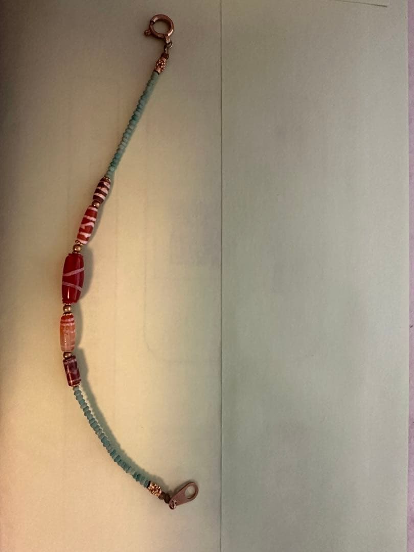 大開運　エッヂド・カーネリアン　ターコイズ　18K 天珠