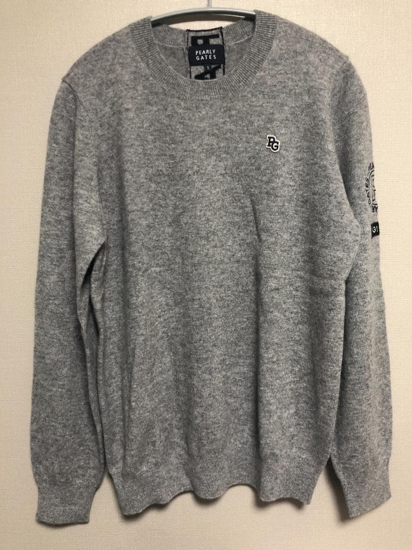 未使用 カシミヤ クルーネックニットセーター カシミヤ100% 6 XL グレー