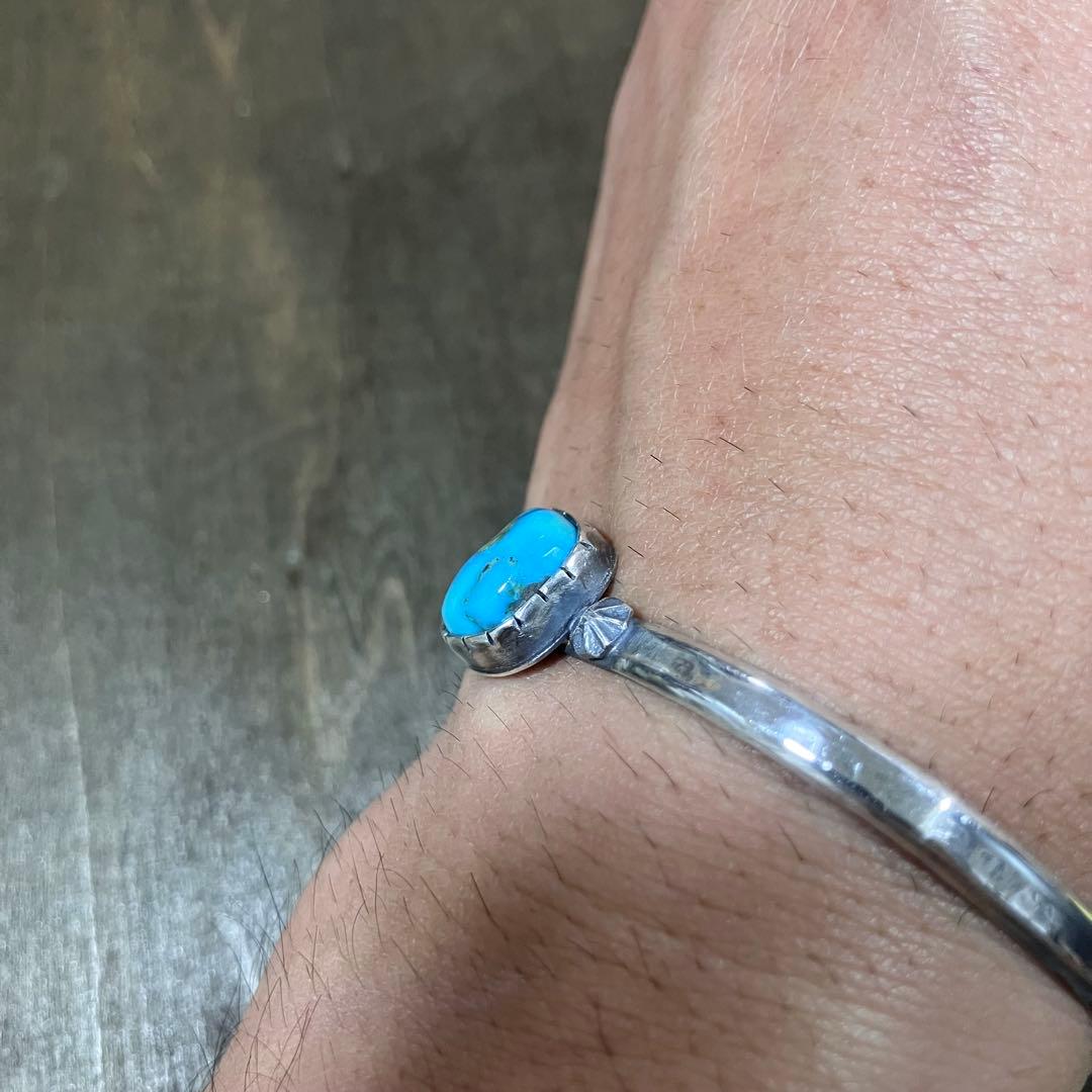 モレンシ　ナチュラル　ターコイズ　シルバー　バングル　#インディアンジュエリー