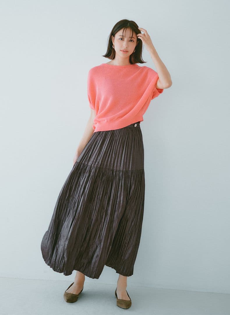 ルーニィ プリーツティアードスカート チャコールブラウン　2025