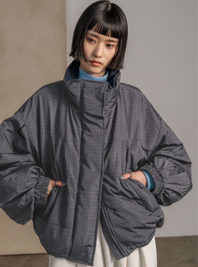 ローリーズファーム モンスターショートコート⭐︎チェック　グレー