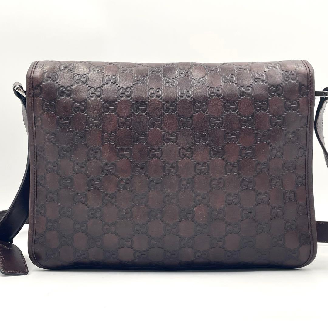 【美品】GUCCIグッチシマレザー メッセンジャーバッグ メンズ クロスボディ
