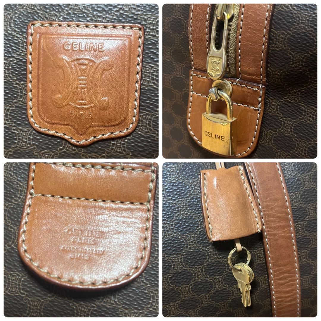 セリーヌ✨ヴィンテージ ✨マカダム ボストンバッグ ブラウン レザー PVC