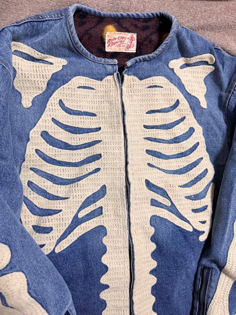 90s MOTO KROSS スケルトン スカジャン デニムジャケット Gジャン