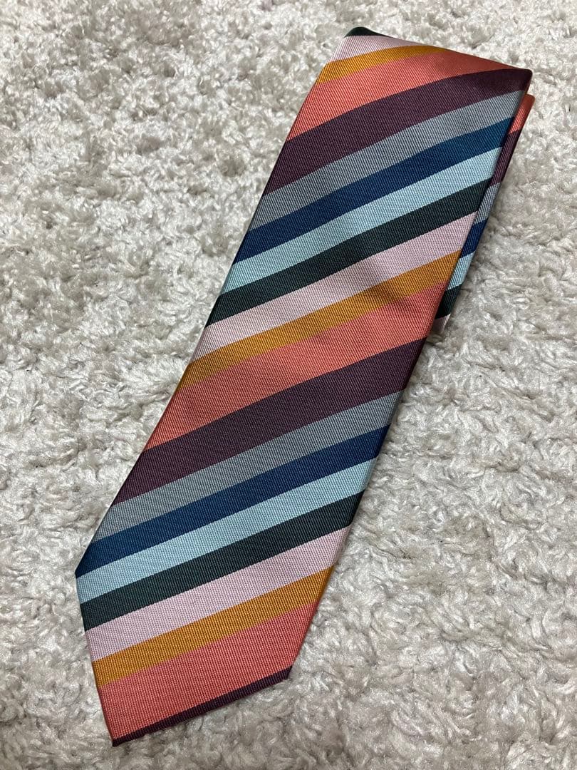Paul Smithポールスミスのマルチカラーストライプ柄ネクタイ　送料無料’l