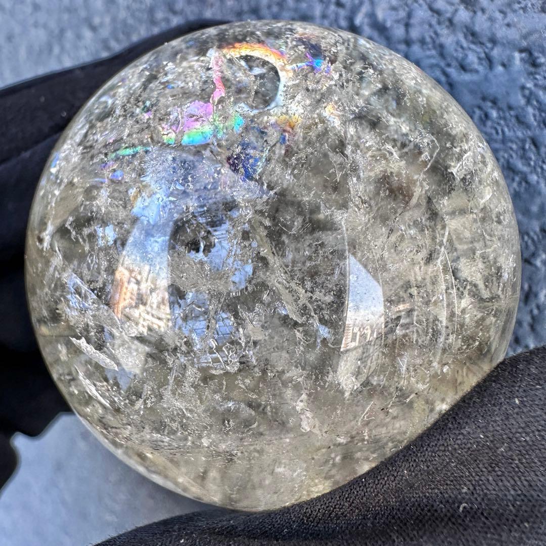 【金運·商売❗️ 】別格高級品❗️シトリン黄水晶 丸玉レインボー☆天然石A1386