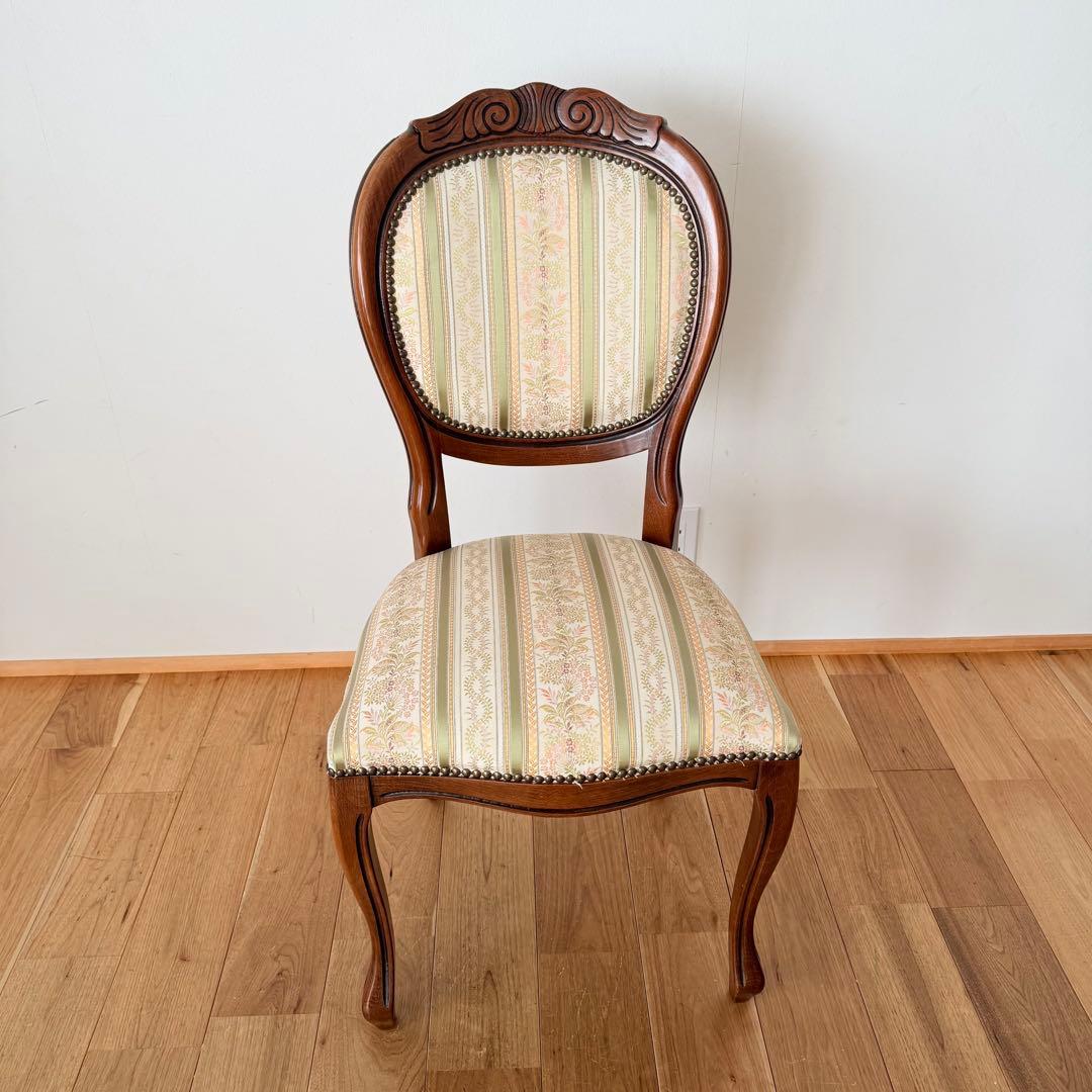 イタリア ダイニング アンティーク 木製チェア 猫足 象嵌 ロココ ヨーロッパ