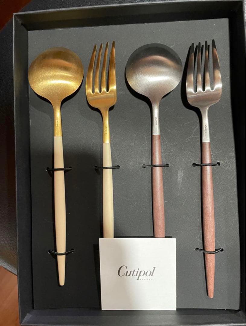 クチポール　ゴアアイボリー×ゴールドブラウン×シルバー ディナー　4本セット