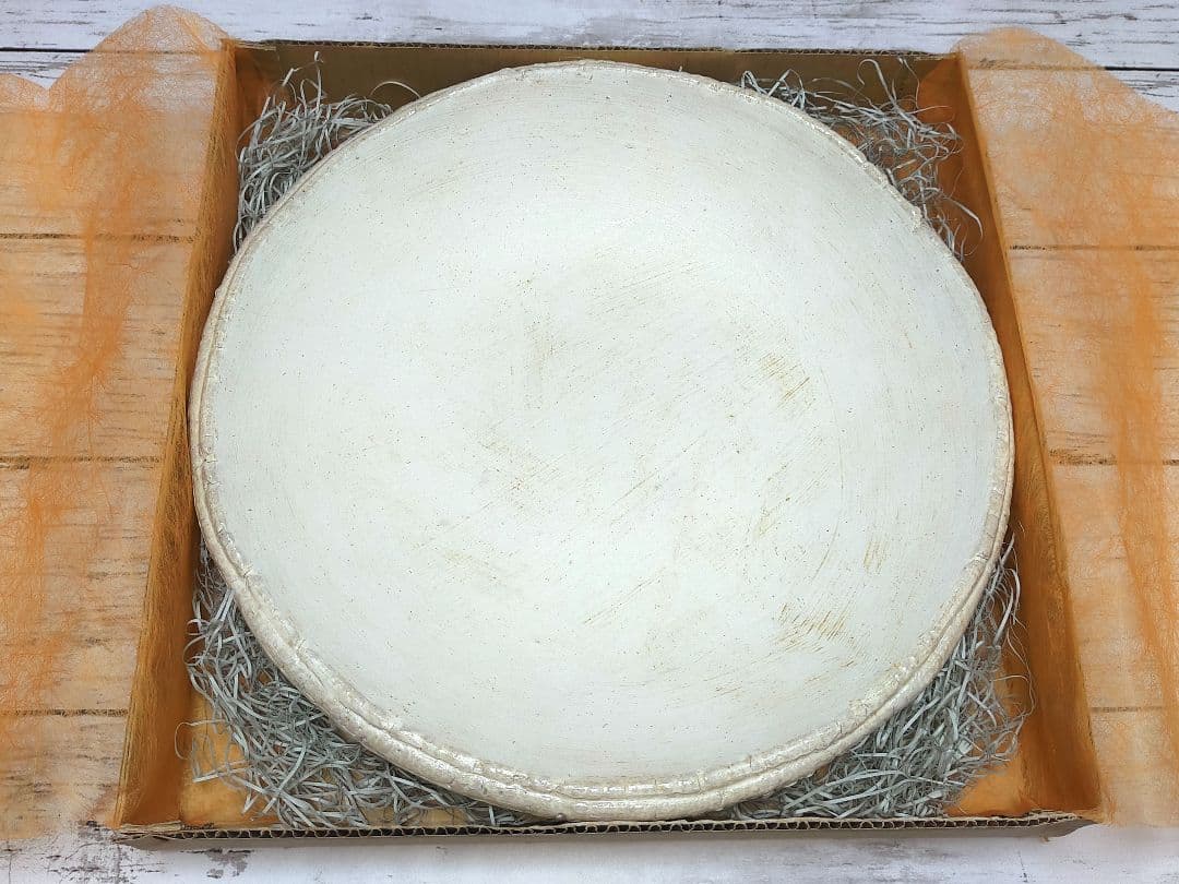 鈴木史子さん　白い陶器の大皿　9寸　粉引　作家　食器