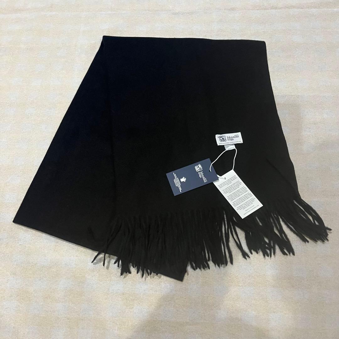 る*も様 美品 ジョンストンズ カシミヤ100％ 大判ストール ミッド ブラック