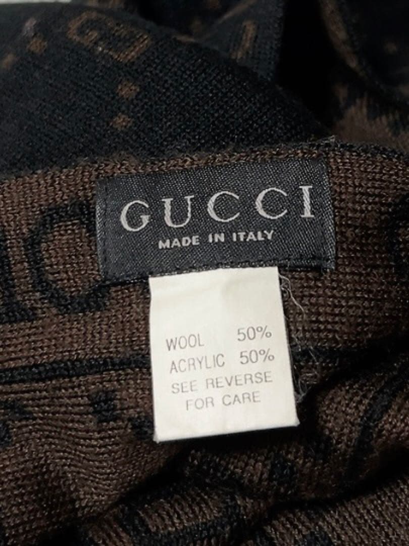 グッチ　GUCCI マフラー　GG ブラック×ブラウン