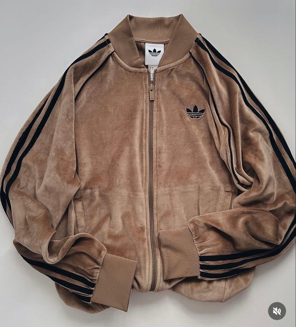 新品M】adidas アディカラー ブラウン ベロア トラックトップ 風早ゆうた