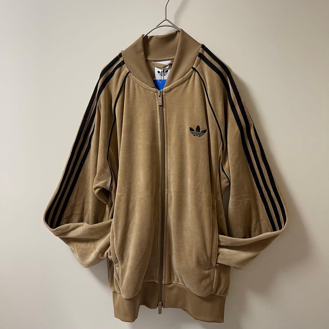 新品M】adidas アディカラー ブラウン ベロア トラックトップ 風早ゆうた