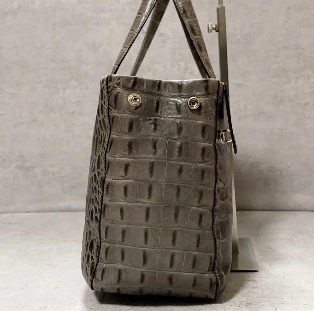極美品 FURLA フルラ クロコ型押し 2way トートバッグ A4可 大容量