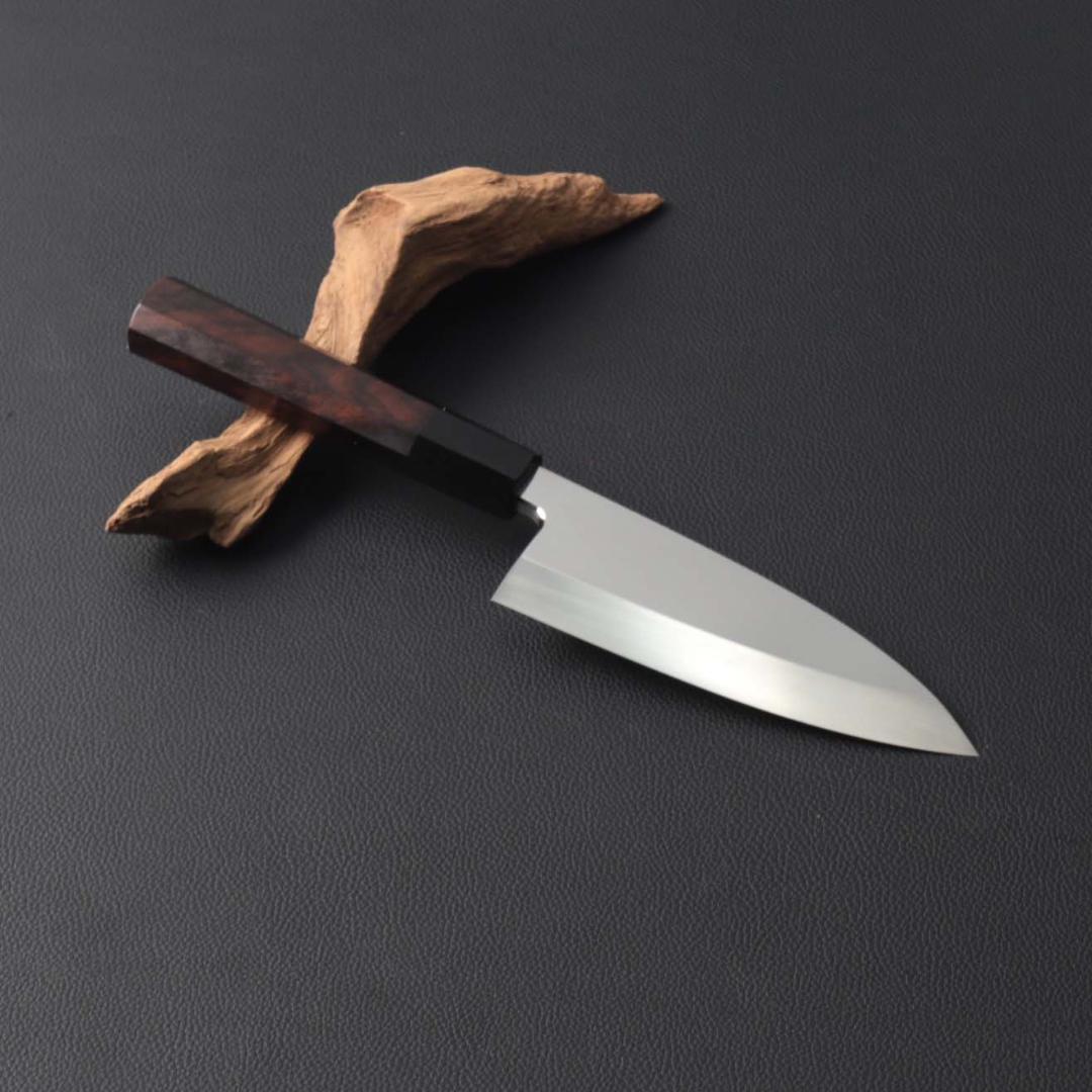 10780 出刃包丁 5寸 鏡面仕上げ 刺身包丁 本出刃 黒檀黒水牛角八角柄