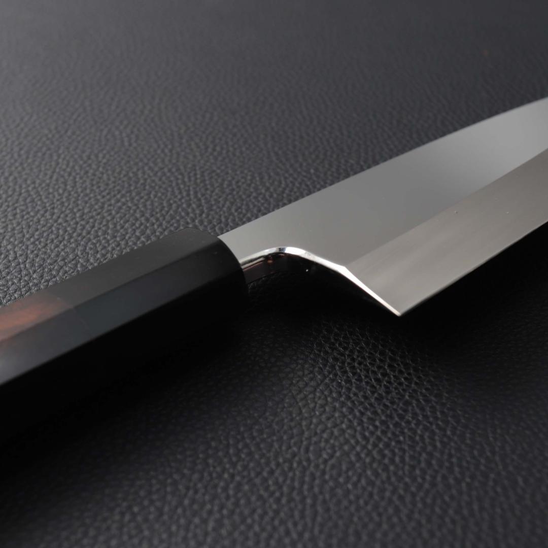 10780 出刃包丁 5寸 鏡面仕上げ 刺身包丁 本出刃 黒檀黒水牛角八角柄