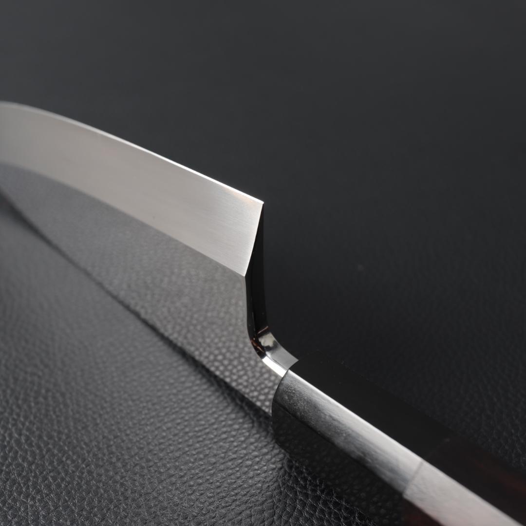 10780 出刃包丁 5寸 鏡面仕上げ 刺身包丁 本出刃 黒檀黒水牛角八角柄