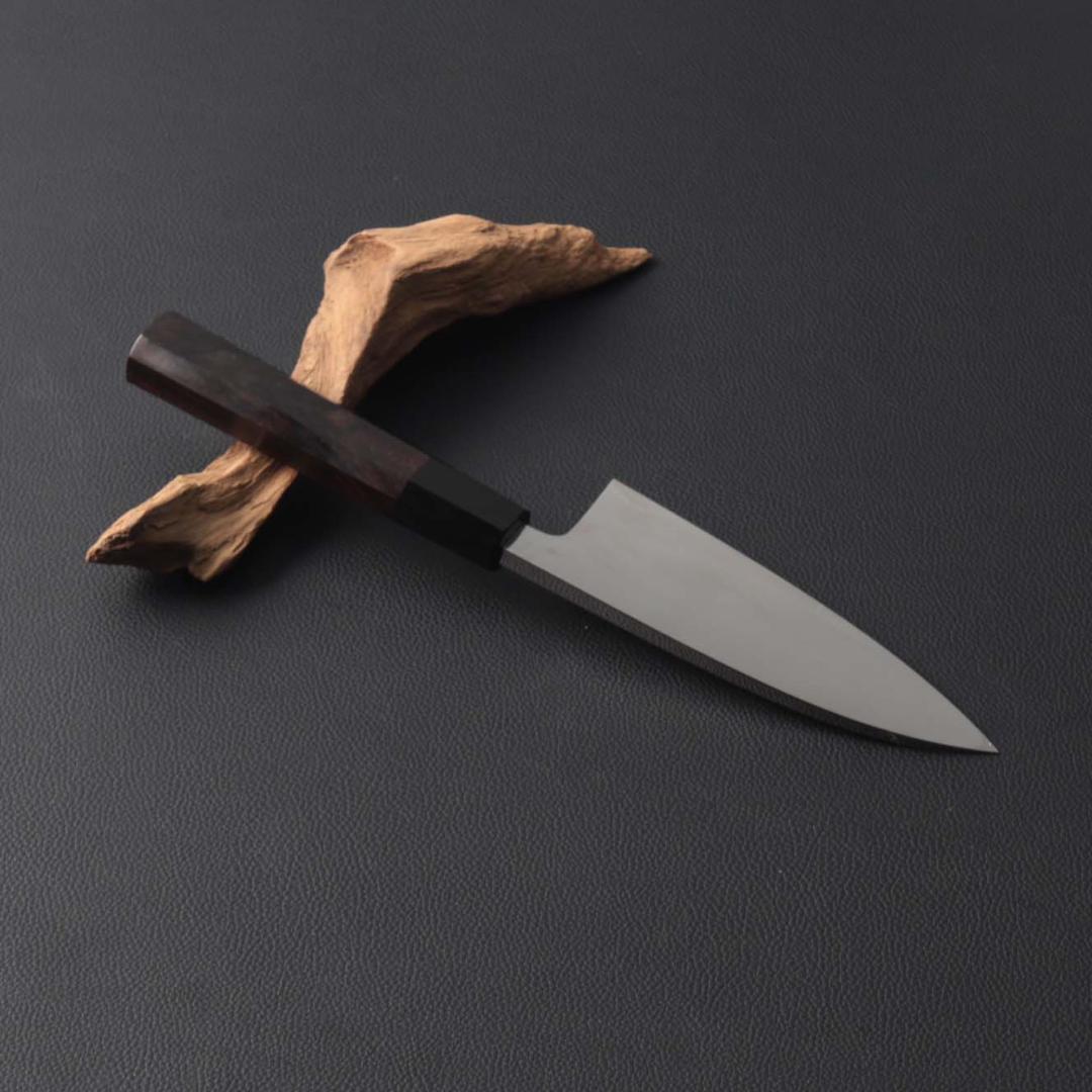 10780 出刃包丁 5寸 鏡面仕上げ 刺身包丁 本出刃 黒檀黒水牛角八角柄