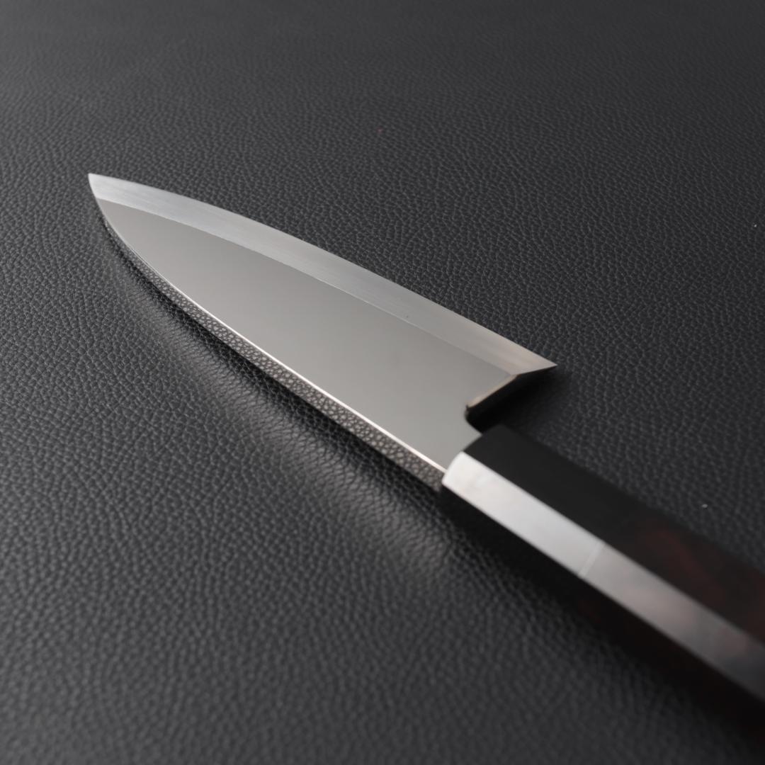 10780 出刃包丁 5寸 鏡面仕上げ 刺身包丁 本出刃 黒檀黒水牛角八角柄