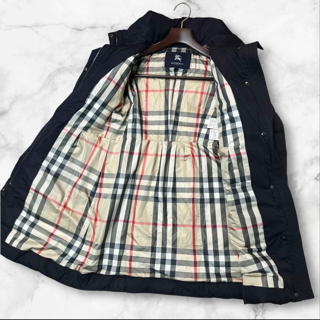 HK06 バーバリーロンドン　ダウンコート　ノバチェック　Aライン　9 M〜L