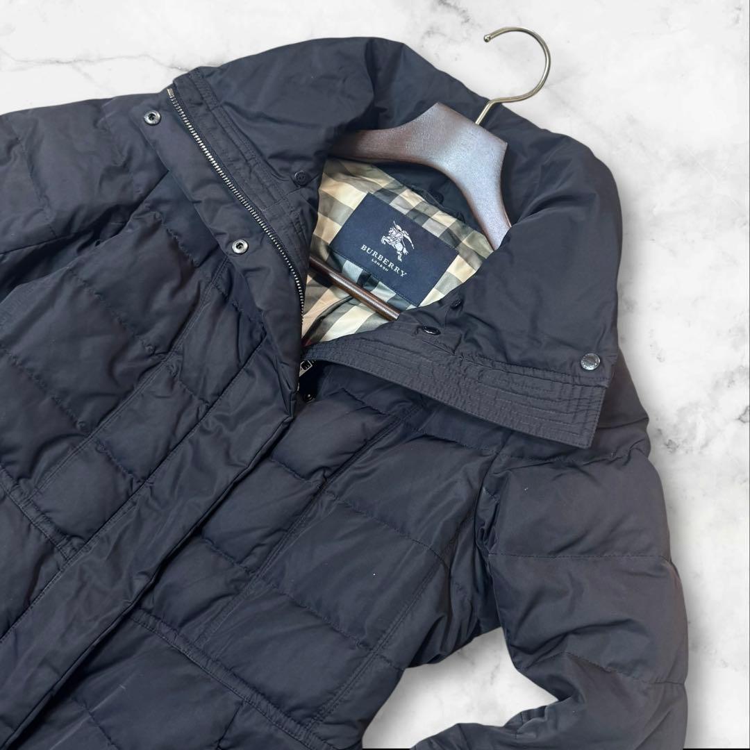 HK06 バーバリーロンドン　ダウンコート　ノバチェック　Aライン　9 M〜L