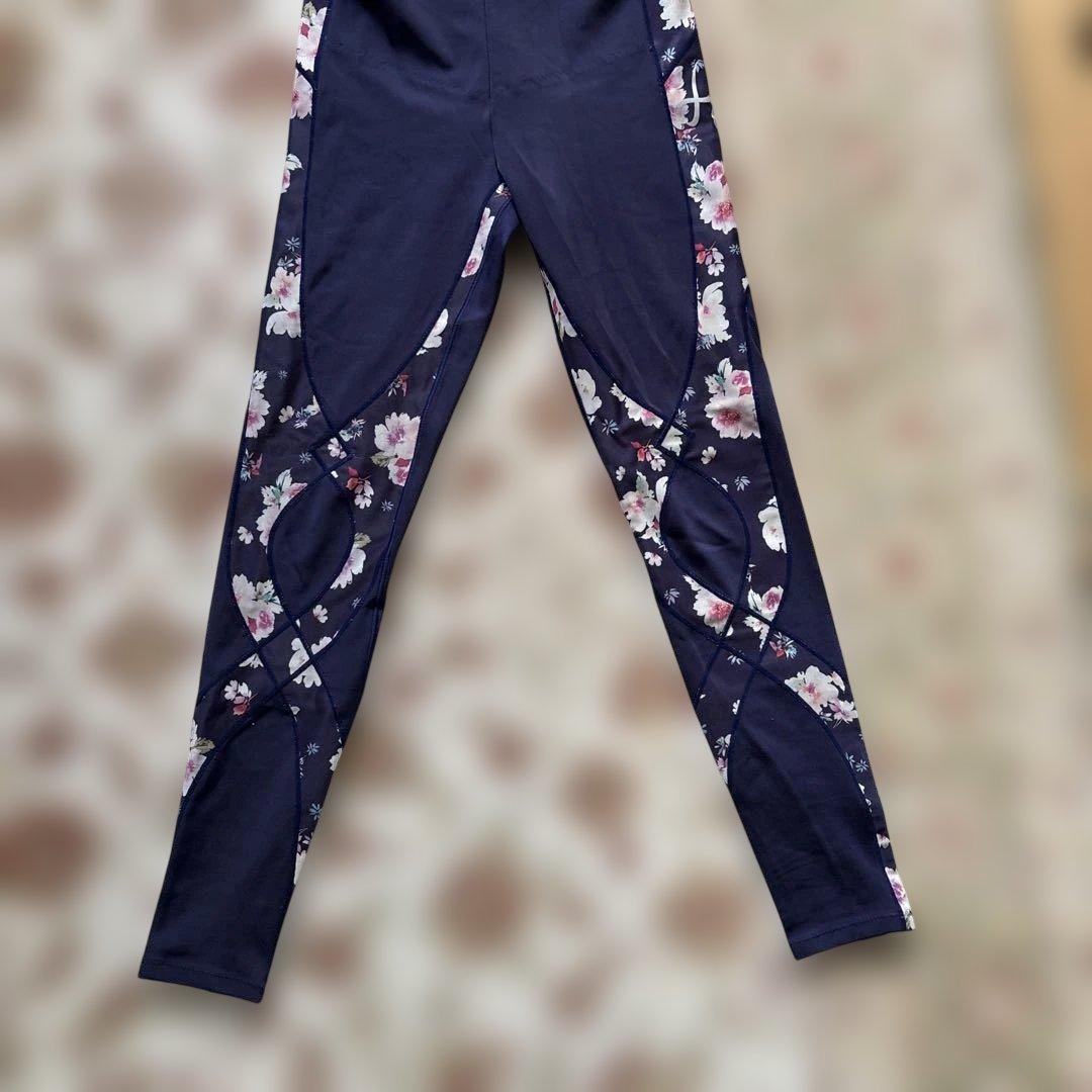 CW-X セットアップ ネイビー フラワープリント ヨガウェアセット