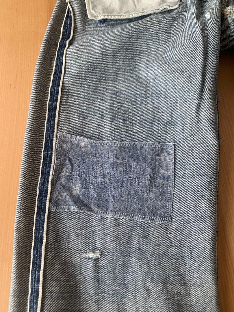 45R 再び6.5空比古比女群青ダメージ加工デニム　28