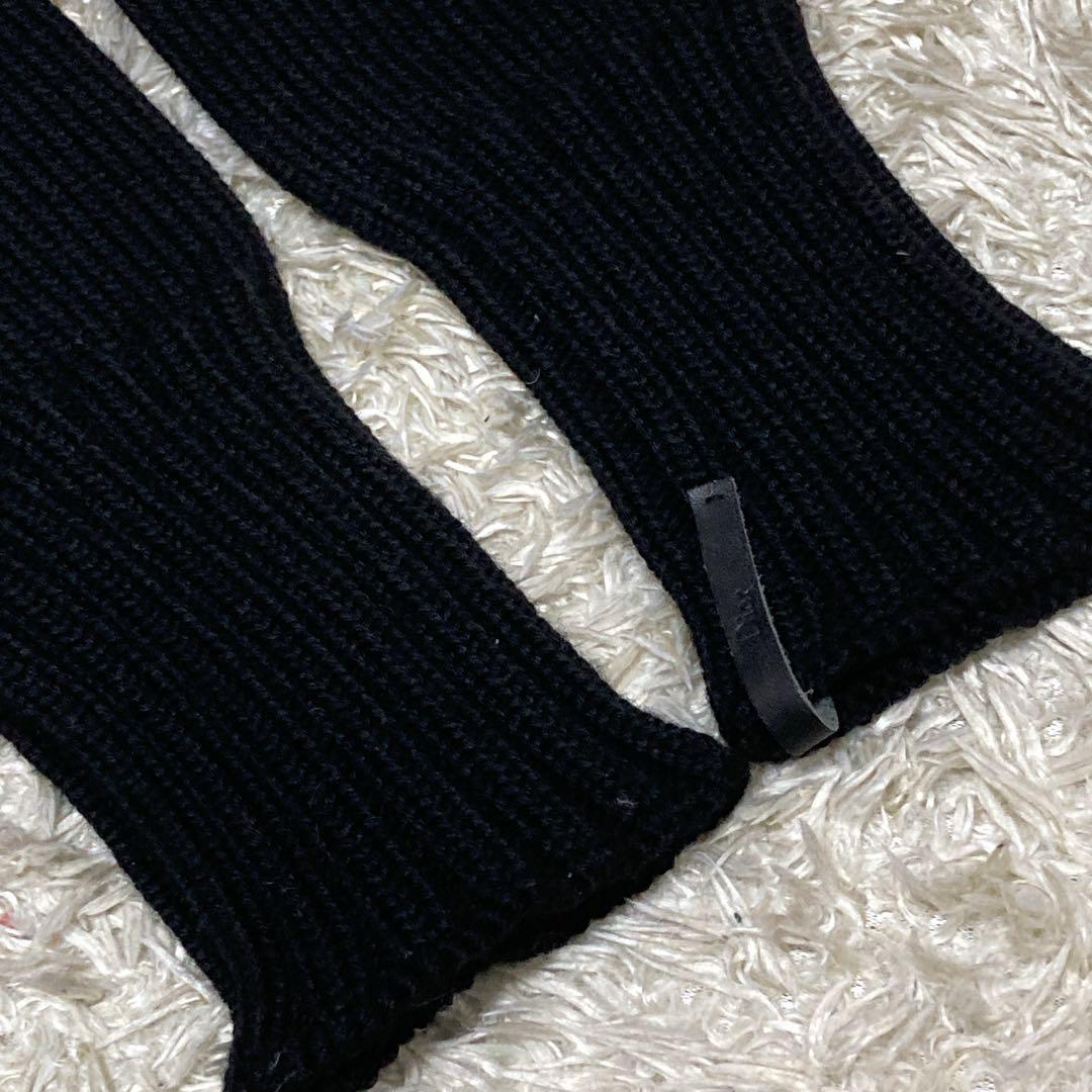 新品同様　ディオール　ウール手袋　レザー刻印ロゴ　ストレッチ　黒　イタリア製