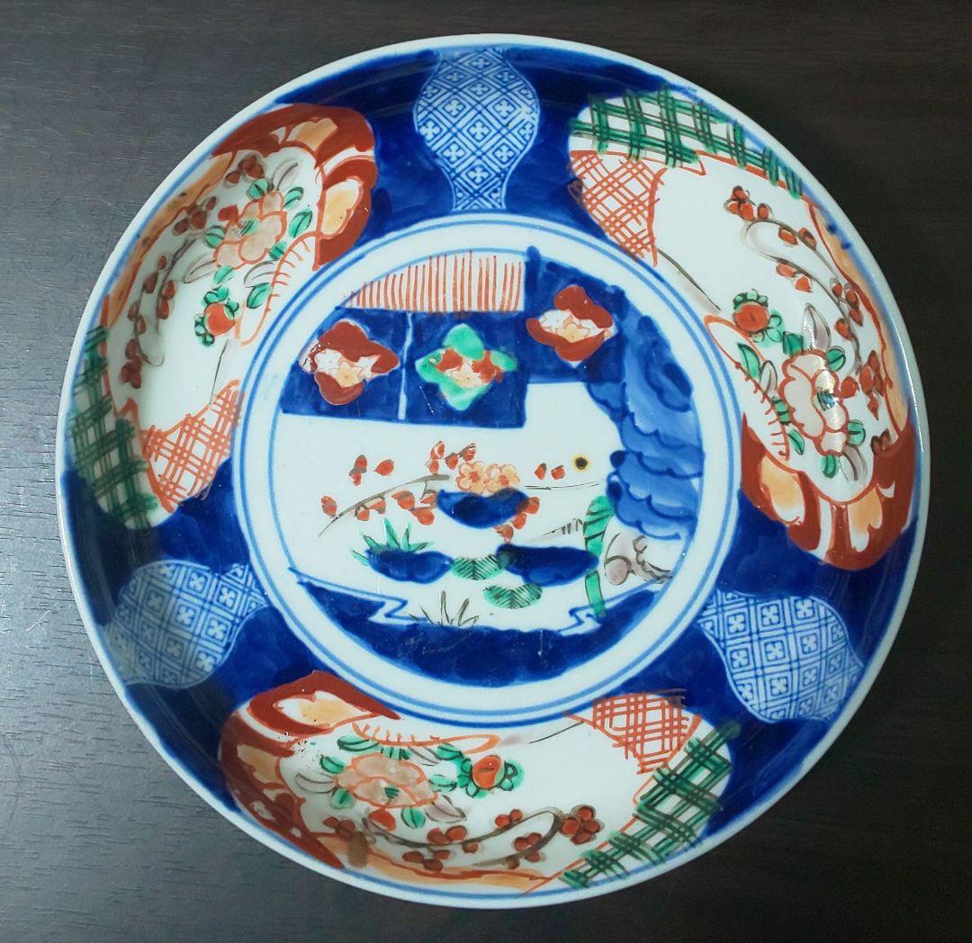 古伊万里 江戸時代 染付色絵 ４皿セット